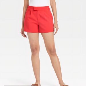 A New Day Red High Rise Tailored Classic Pleated Shorts Women's 4 NWT